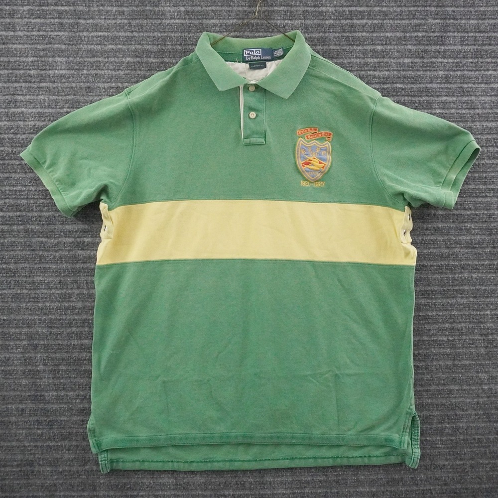 Vintage Polo Ralph Lauren Polo Shirt XXL Green Colorblock Country Club Crest